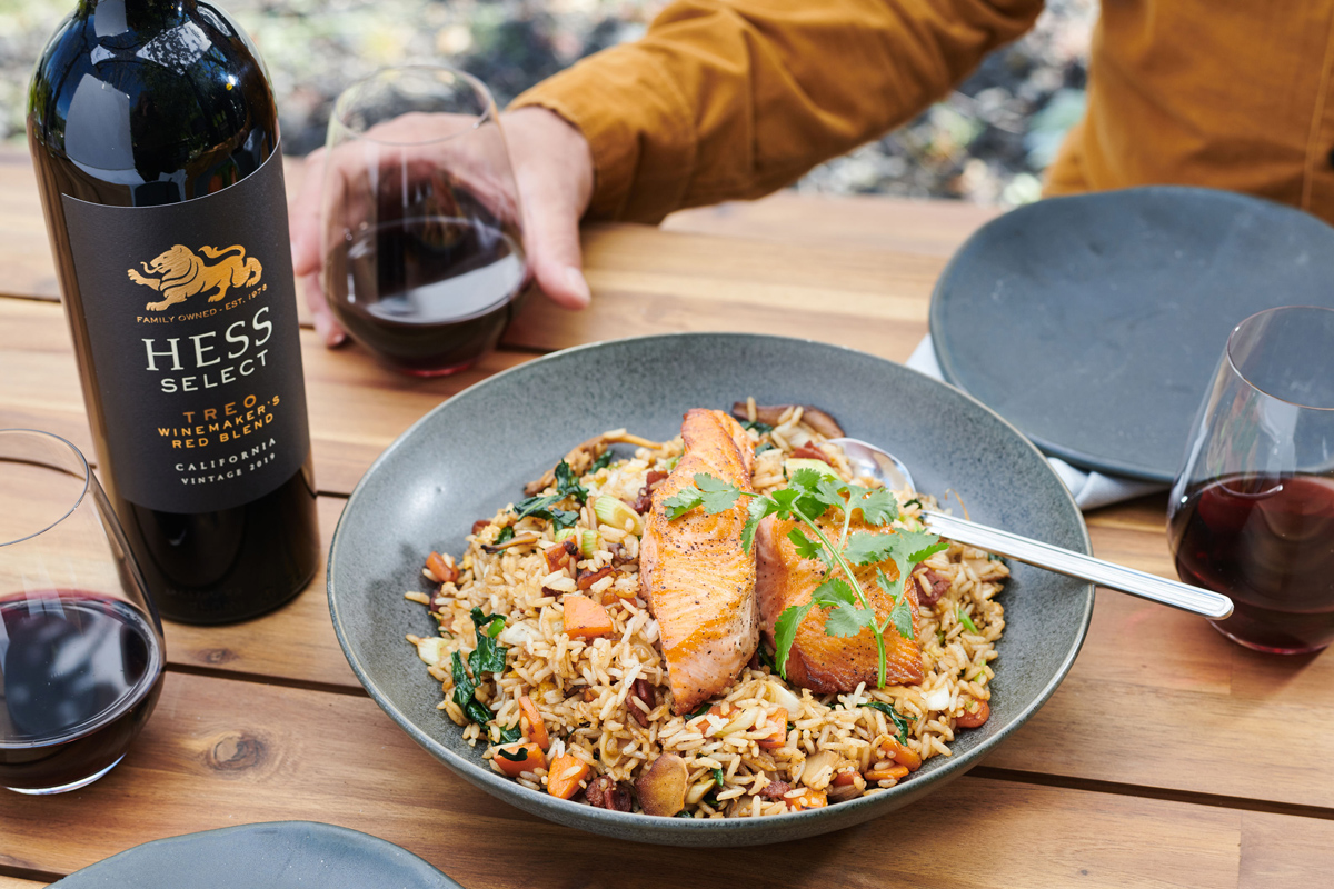 Pan Seared Salmon with Veggie Fried Rice: A Perfect Wine Pairing | Hess Persson Estates