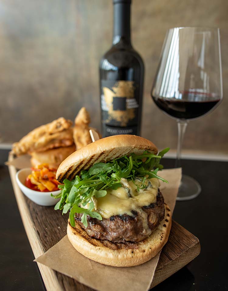 Bison Burgers, Cambozola & Arugula - Hess Persson Estates
